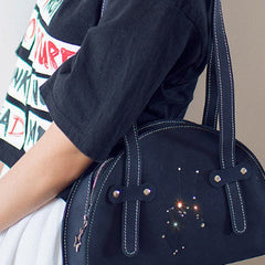 Handmade Leather purse shoulder bag constellation women leather handbag