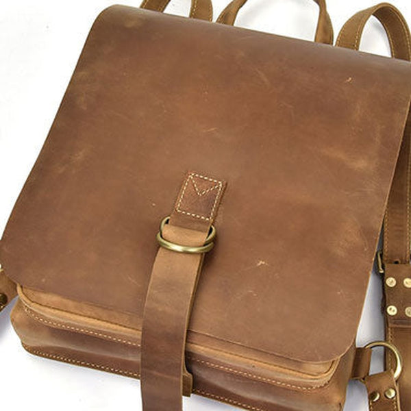 Genuine Leather Mens Cool Backpack Briefcase Bag Travel Bag Hiking Bag For Mens
