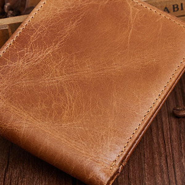 Genuine Leather Mens Wallet Cool billfold Slim Bifold Wallet Card Coin Holder Wallet Purse for Mens