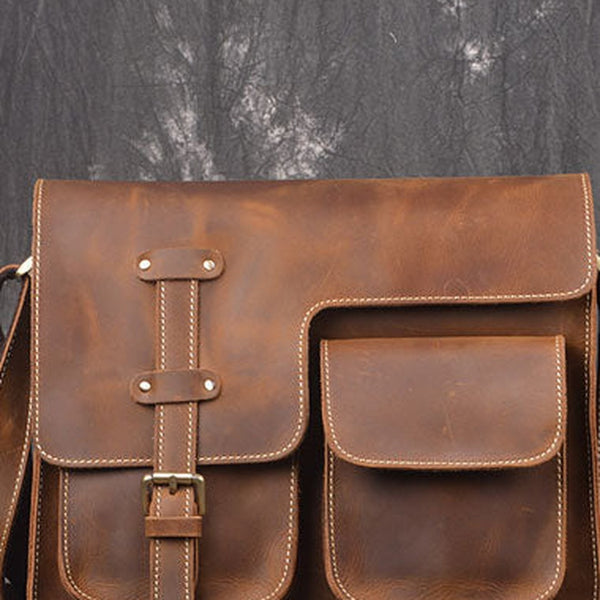 Genuine Leather Messenger Bag Cross Body Cool Chest Bag Sling Bag Travel Bag Hiking Bag For Men