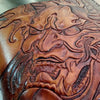 Handmade Carved Leather Billfold Wallet for Men – Prajna Mask Italian Veg-Tan