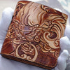 Handmade Carved Leather Billfold Wallet for Men – Hand Painted Chinese Lion Italian Veg-Tan