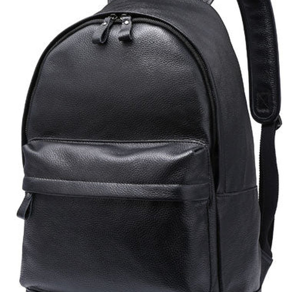 Black Leather Mens Cool Backpack Fashion Travel Backpack Hiking Backpack for Men