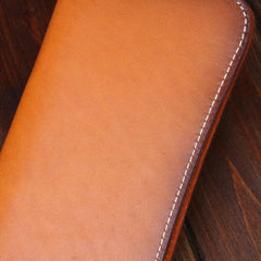 Handmade long wallet leather men brown vintage clutch wallet for men