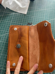 Handmade leather Beige Black floral wallet leather women men Long Wallet clutch Tooled wallet