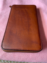 Cool leather mens long wallet vintage zipper long clutch wallet for men