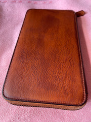 Cool leather mens long wallet vintage zipper long clutch wallet for men