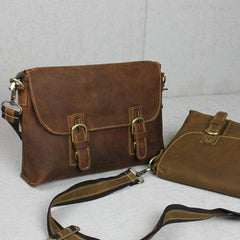 Handmade leather Briefcases men messenger Coffee shoulder bag vintage bag for him