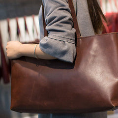 Handmade Leather vintage Big Large tote bag Brown for women leather shoulder bag