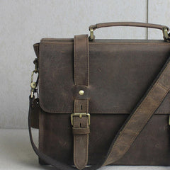 Handmade leather men Briefcase messenger coffee shoulder bag vintage bag