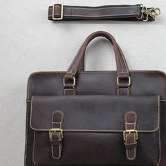 Handmade leather men Briefcase messenger dark coffee shoulder bag vintage bag