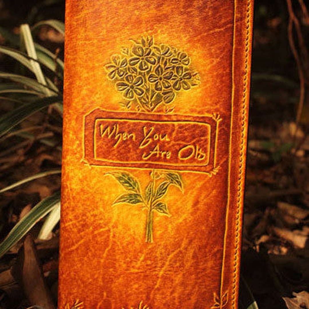 Handcraft vintage distress floral leather hand dyed long wallet for women girl lady