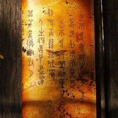 Handcraft vintage distress chinese poem leather hand dyed long wallet for men