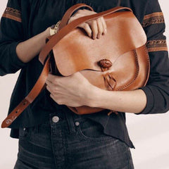 Handmade Genuine Leather Saddle Bag Purse Crossbody Bag Shoulder Bag Purse For Women