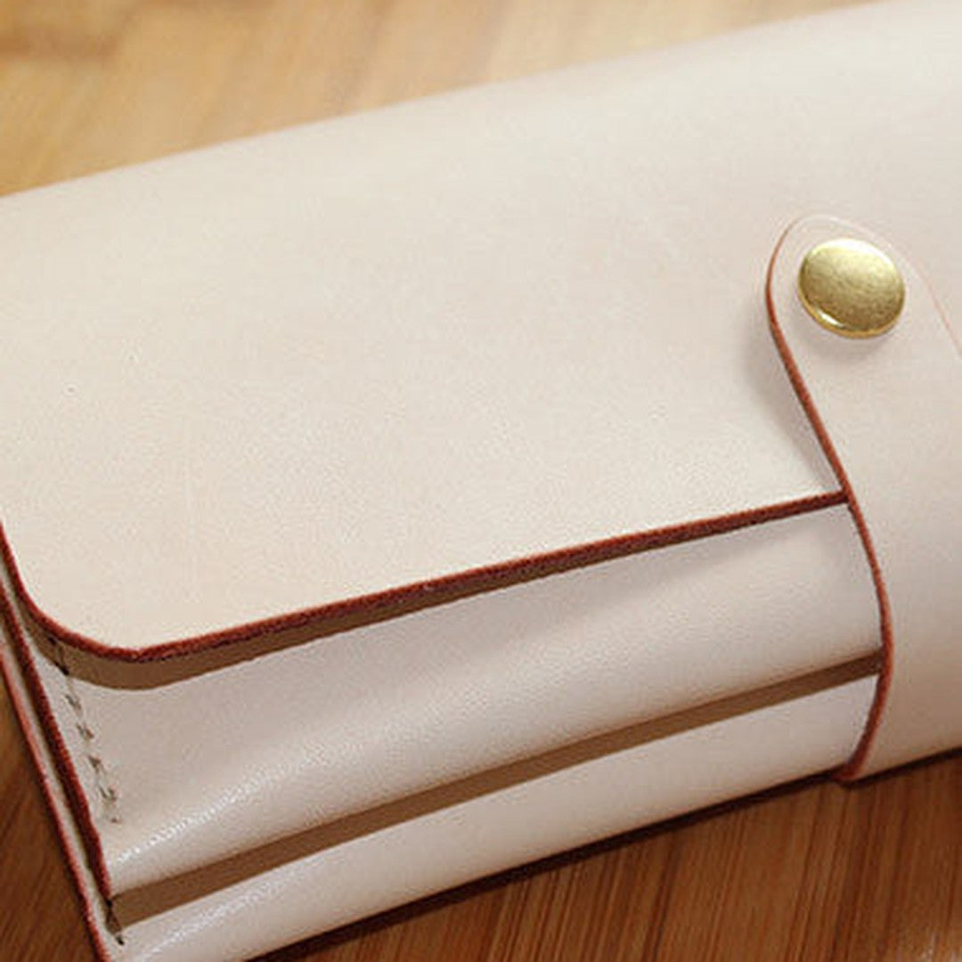 Handmade custom vintage purse leather wallet long phone wallet beige women