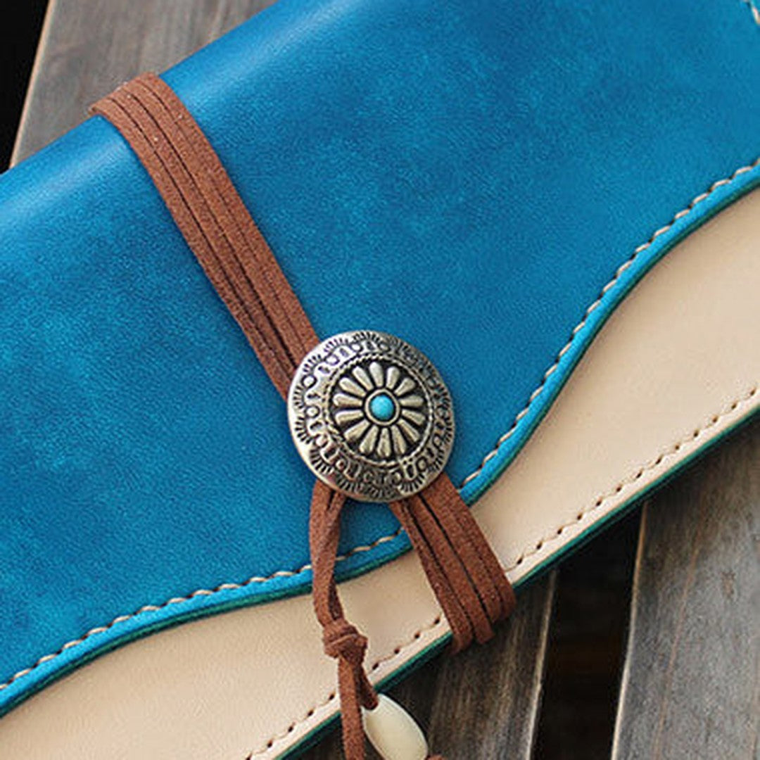 Handmade custom vintage purses leather wallets long phones wallets blue women