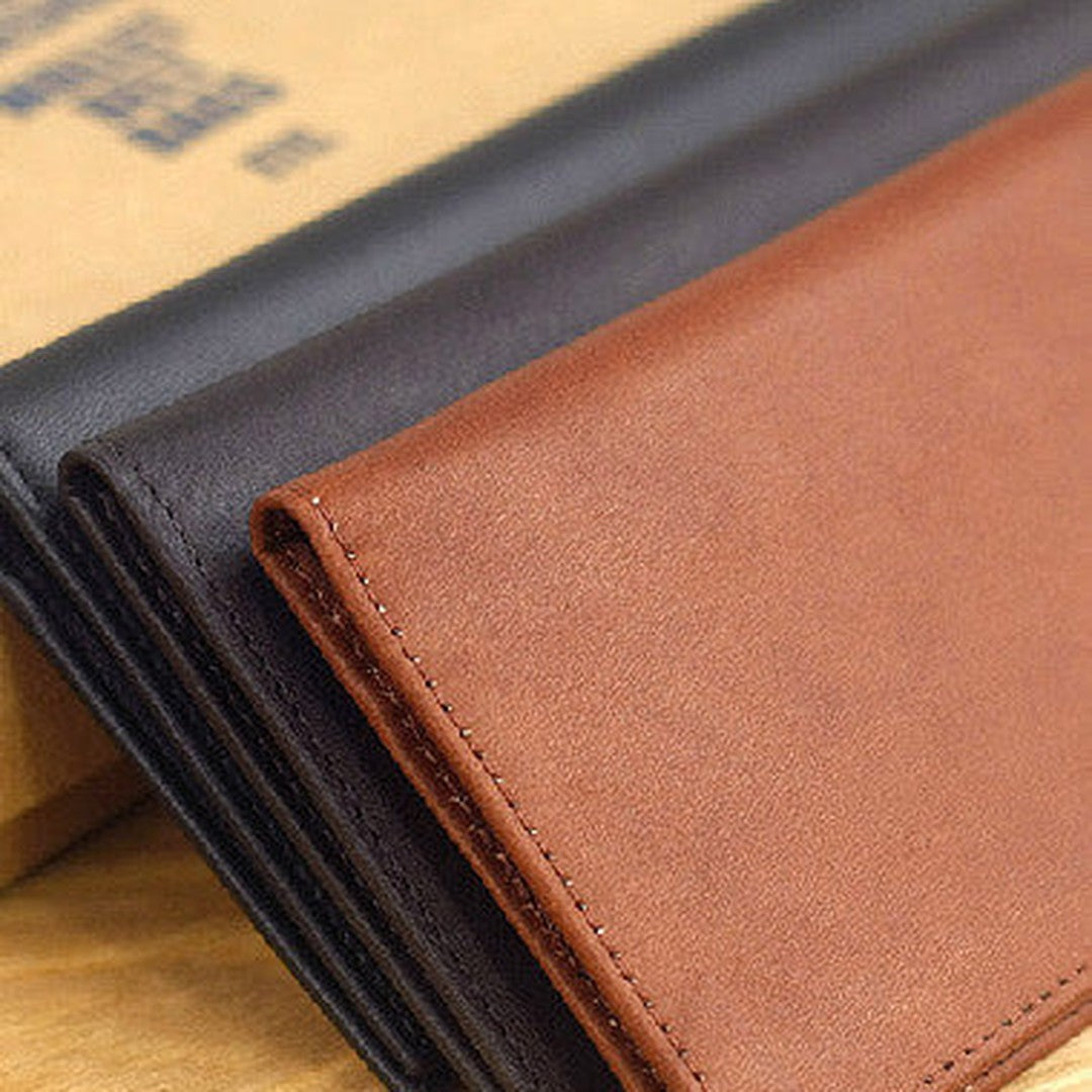 Handmade vintage black leather clutch bag long wallet multi ID card holders slots for men