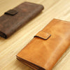 Handmade vintage leather clutch bag long wallet multi ID card holders slots for men