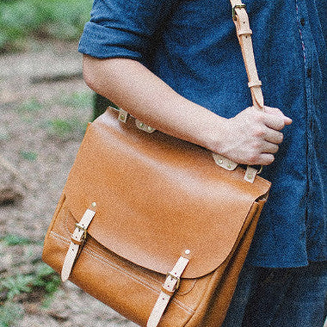 Handmade Leather backpack bag shoulder bag black brown for unisex leather messenger bag