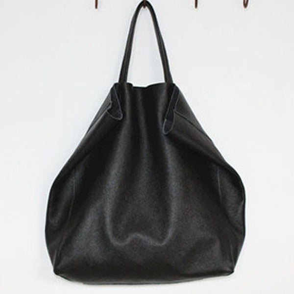 Genuine Leather Bag Handmade Black Tote Bag Shoulder Bag Handbag For Women