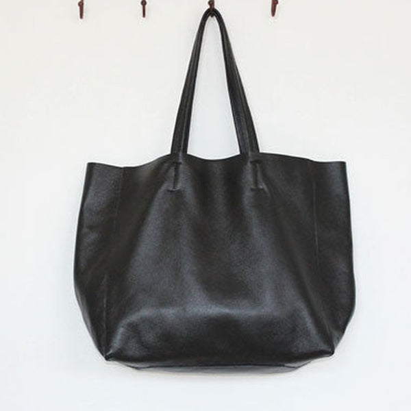 Handmade Vintage Leather Oversize Tote Bag Shoulder Bag Handbag For Women