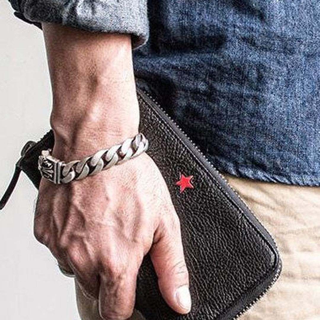 Cool Black leather Mens long wallet leather men Zipper Phone vintage wallet for men