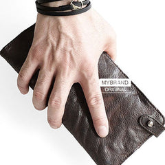 Cool leather Mens long wallet phone clutch wallet vintage wallet for men