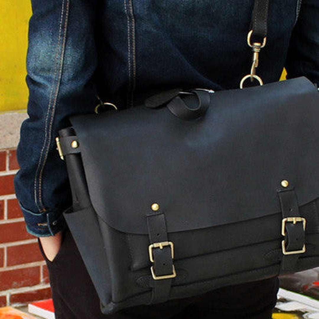 Handmade leather mens Briefcases messenger bagshoulder vintage laptop bag