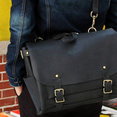 Handmade leather mens Briefcases messenger bagshoulder vintage laptop bag