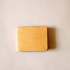 Handmade vintage yellow cute leather billfold ID card holder bifold wallet for women/lady girl