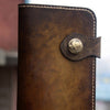 Handmade biker leather wallet truck wallet tan motorcycle leather long wallet for men