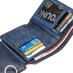 Handmade billfold wallet leather biker wallet chain men zip multi cards vintage wallet for men