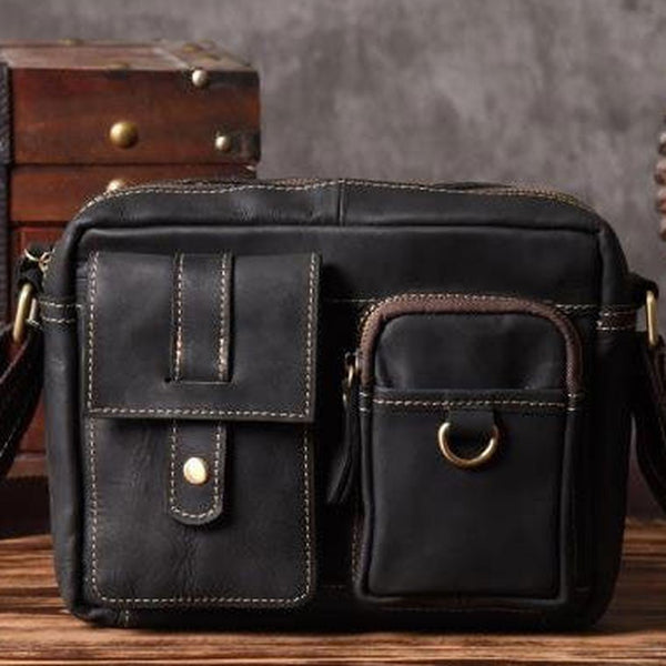 Handmade leather men Briefcase messenger vintage shoulder laptop bag vintage bag