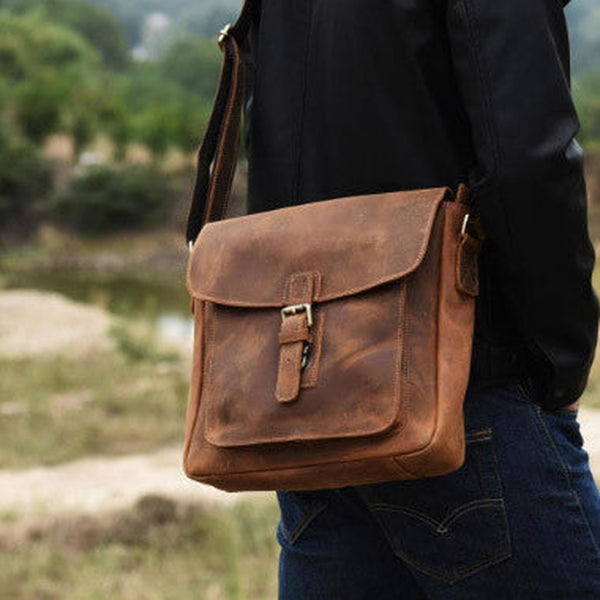 Handmade leather men Briefcase messenger vintage shoulder laptop bag vintage bag