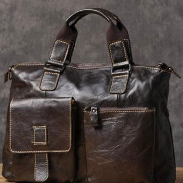 Handmade leather men Briefcase messenger vintage shoulder laptop bag vintage bag