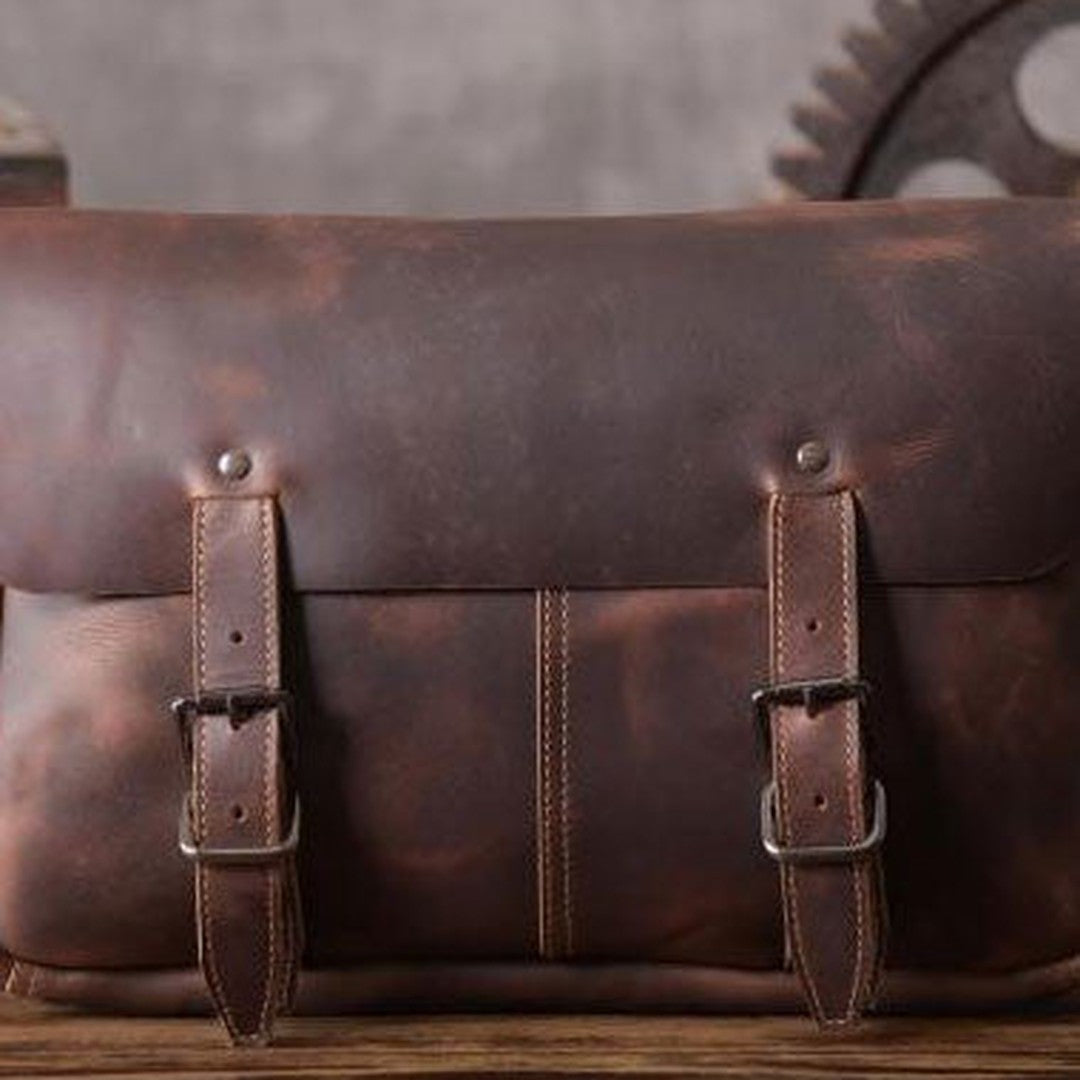 Handmade leather men Briefcase messenger vintage shoulder laptop bag vintage bag