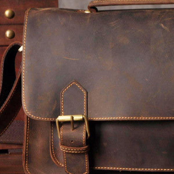Handmade leather men Vintage messenger Bags Cool Shoulder Bag laptop Bags
