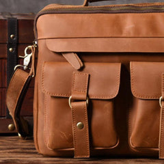Handmade leather men Vintage Messenger bag Briefcase Cool Shoulder bag for Men