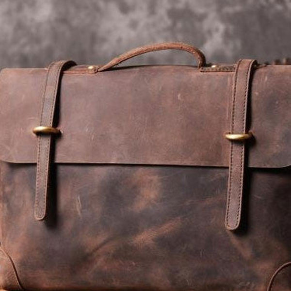 Handmade Cool leather mens Briefcases vintage laptop Briefcase Business Briefcase