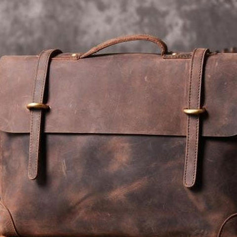Handmade Cool leather mens Briefcases vintage laptop Briefcase Business Briefcase