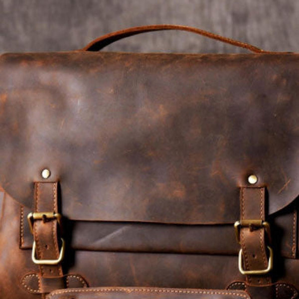 Handmade leather men Briefcase messenger vintage shoulder laptop bag vintage bag