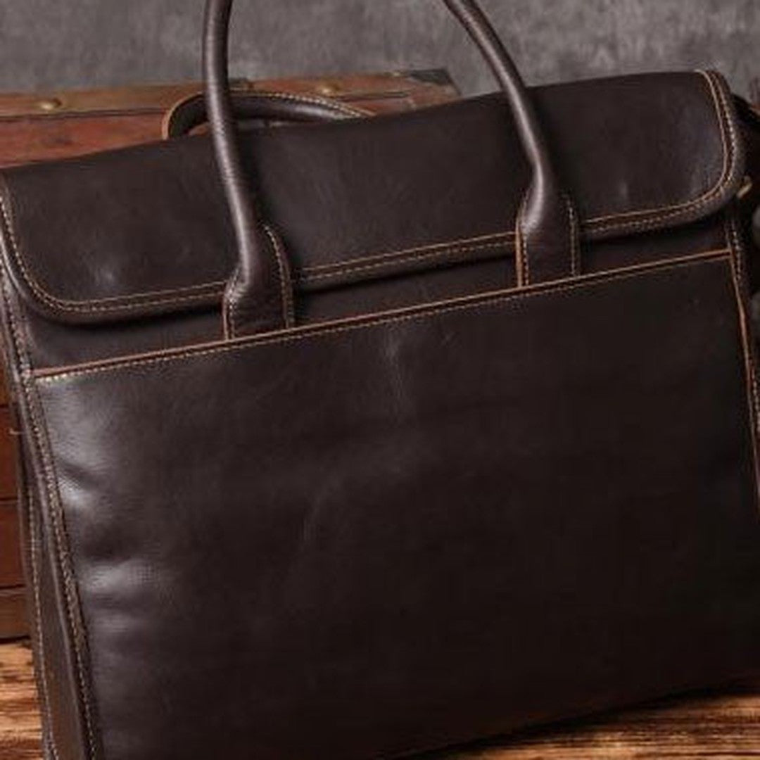 Handmade leather men Briefcase messenger vintage shoulder laptop bag vintage bag