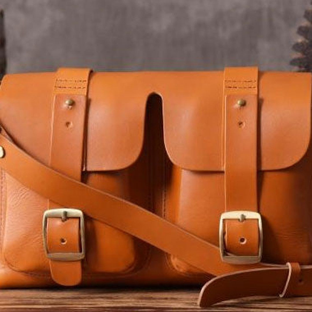 Handmade leather men Briefcase messenger vintage shoulder laptop bag vintage bag