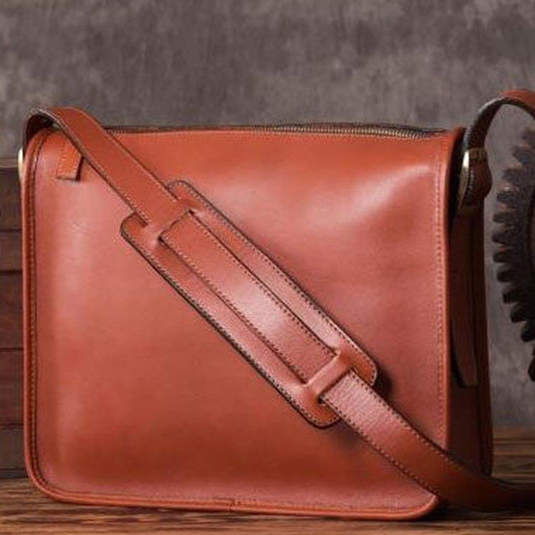 Handmade leather men Briefcase messenger vintage shoulder laptop bag vintage bag