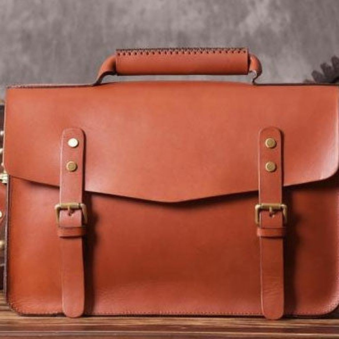 Handmade leather men Briefcase messenger vintage shoulder laptop bag vintage bag