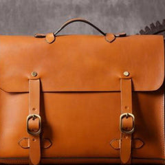 Handmade leather mens Briefcases messenger bags vintage Shoulder Briefcases laptops