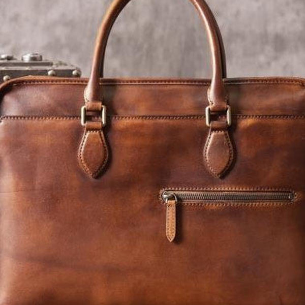 Handmade Cool leather mens Briefcases vintage laptop Briefcases Business Briefcase