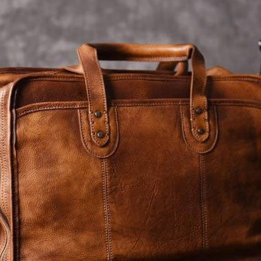 Cool leather mens Briefcase vintage Shoulder Bag weekender bag travel bag for men