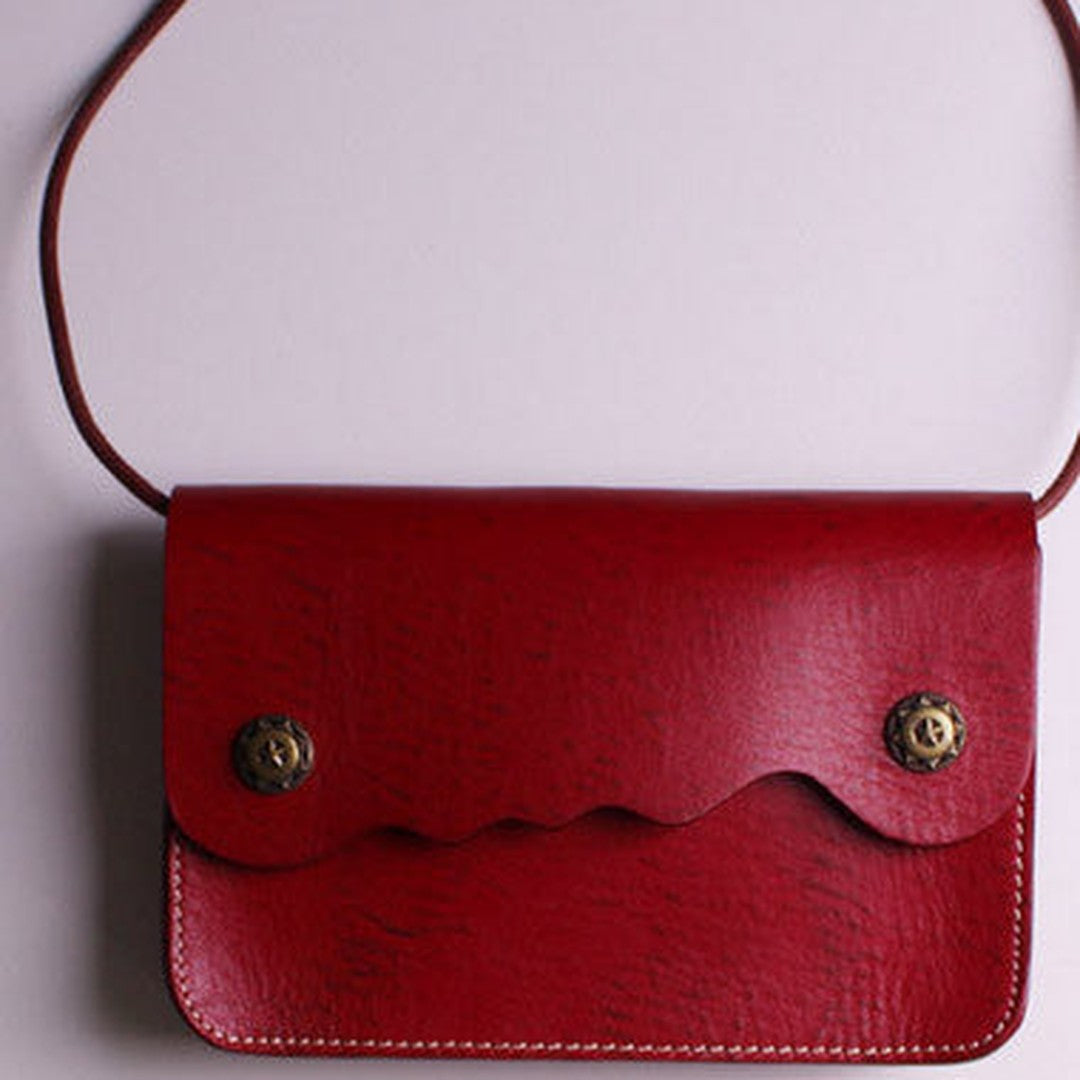 Handmade Leather small purse bag shoulder bag red dark green for women leather crossbody bag