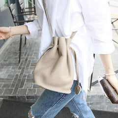 Handmade Leather bucket bag shoulder bag blue purple for women leather crossbody bag
